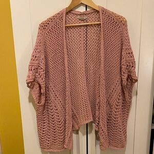 Women's Pink Open-Knit Sweater